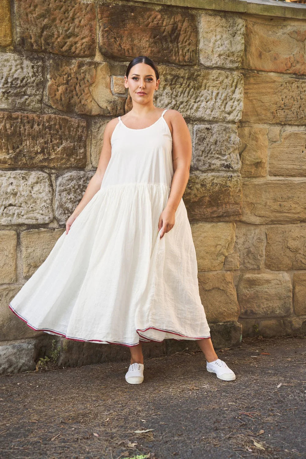 High Tea Long Slip Dress Gauze Linen