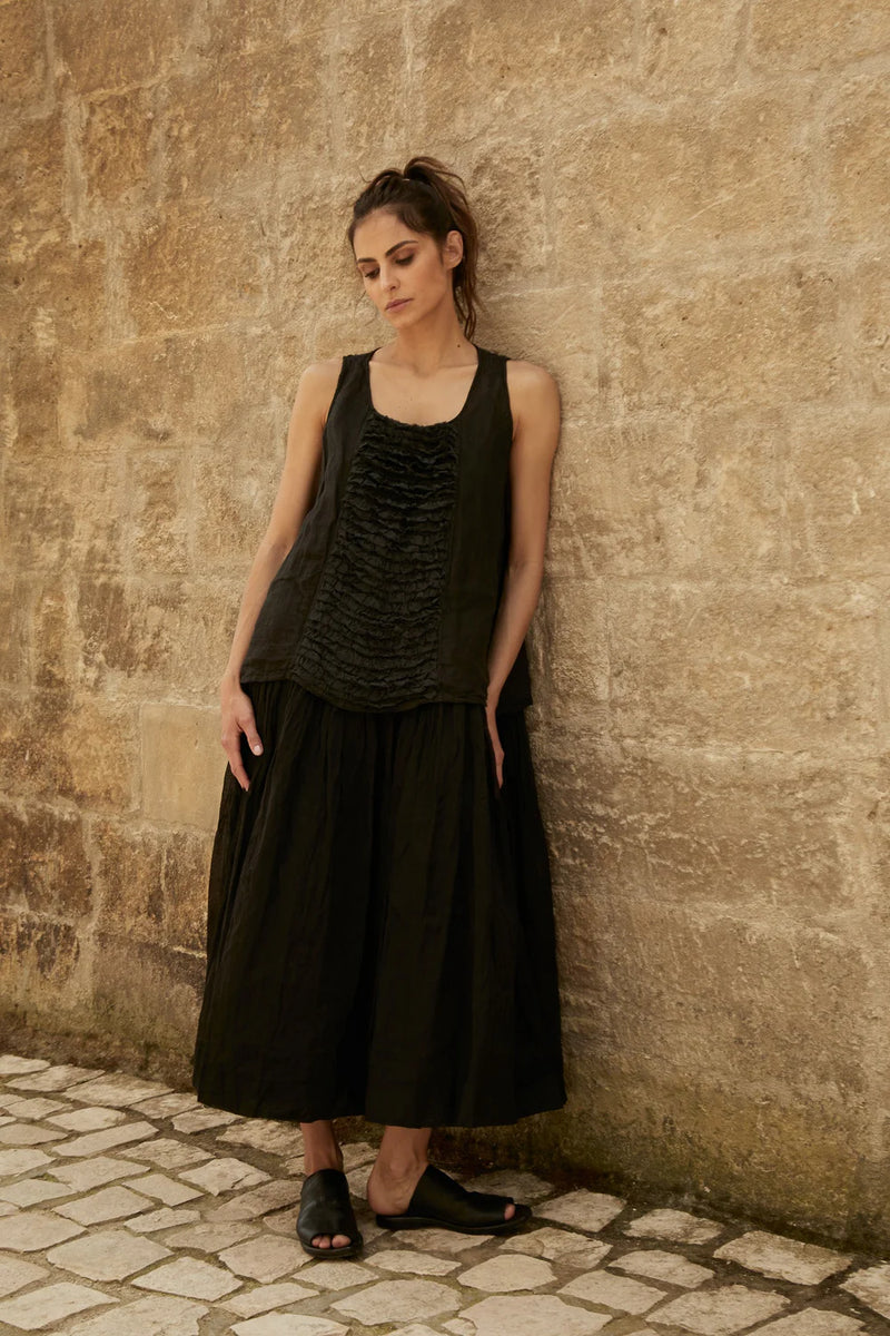 Lidia Top Linen & Lace (Black)