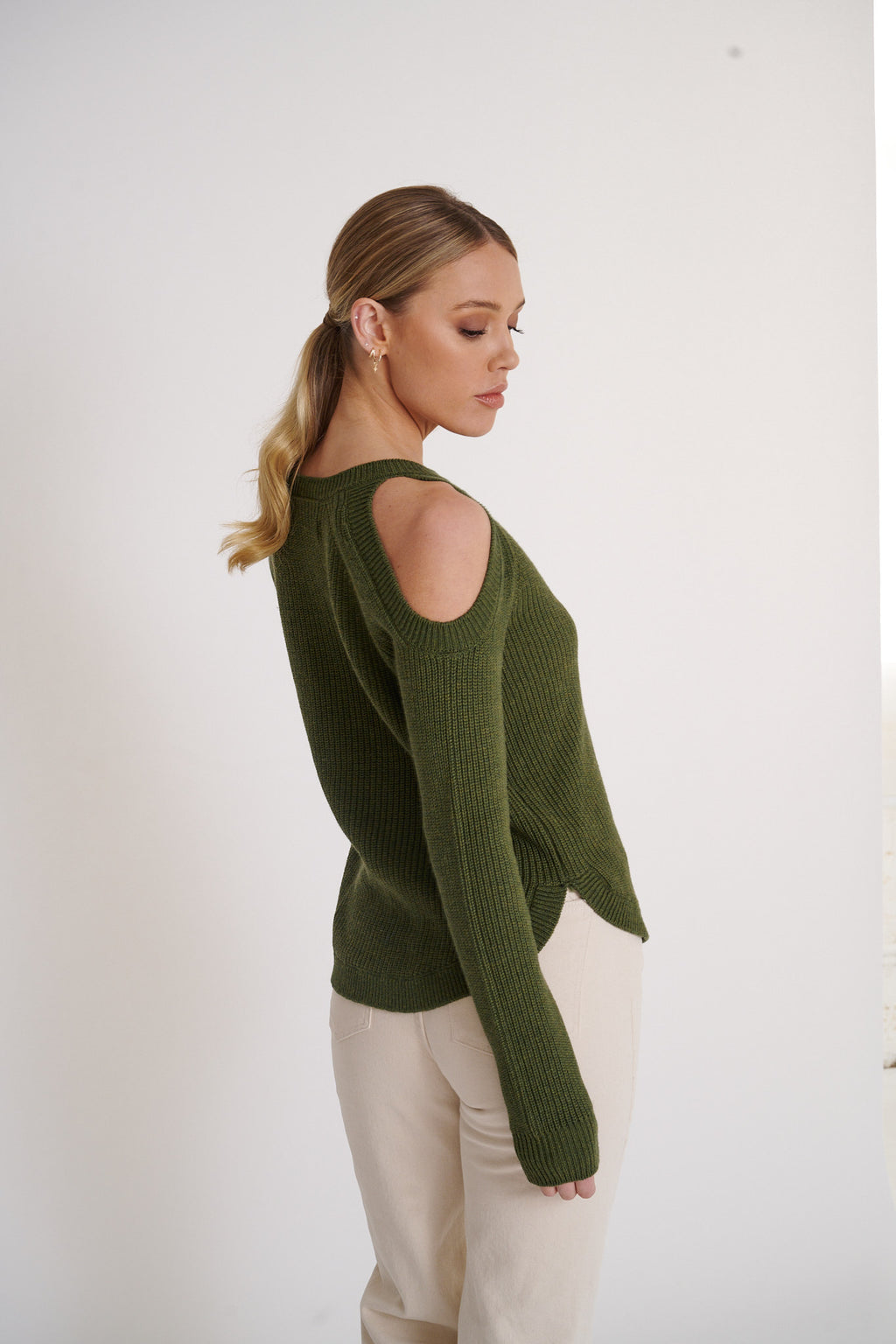 Sofia Cold Shoulder Knit - Fern