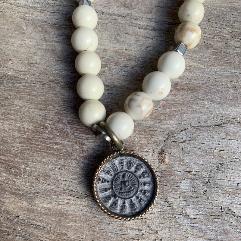 Shanti Buddha 10 Bracelet  White Howlite